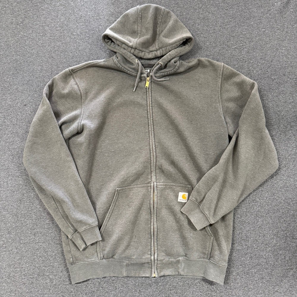 Modern Carhartt Zip Hoodie Mens L Tall Gray Good Faded Loose Fit Sweatshirt